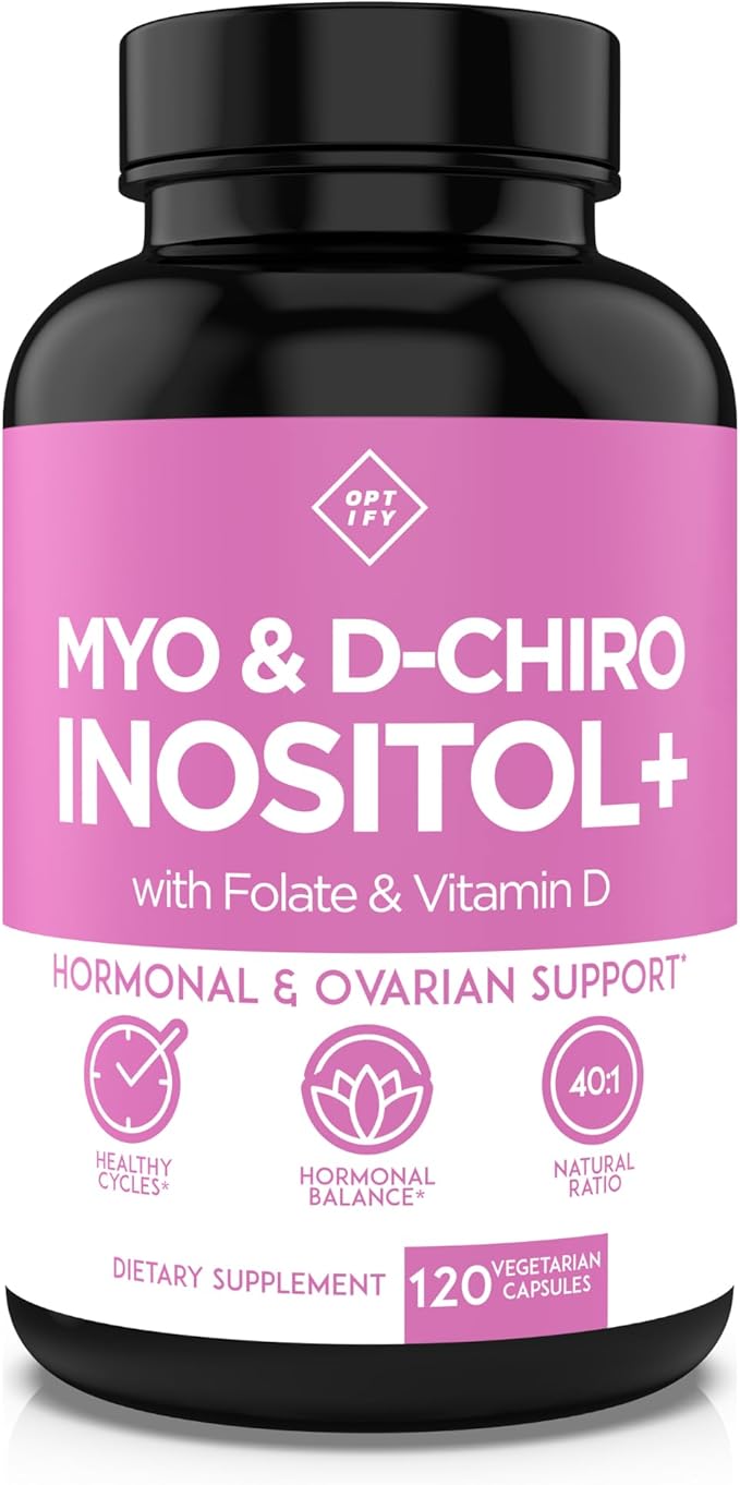 Optify Myo-Inositol & D-Chiro Inositol+ supplement bottle — Best with Added Vitamins