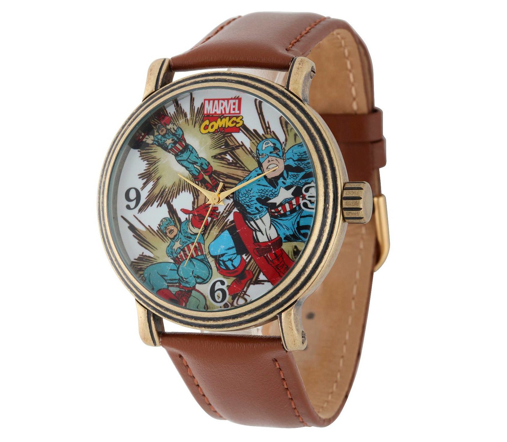 Brown Leather Captain America Comic Book Watch